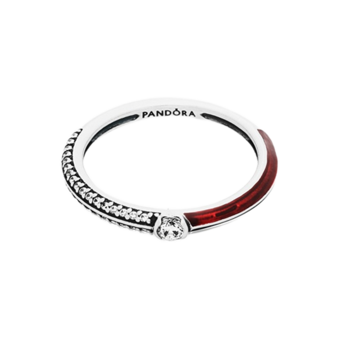 (W) 판도라 미 파베 & 듀얼 링 스털링 실버 레드((W) Pandora ME Pave & Dual Ring Sterling Silver Red) - 1