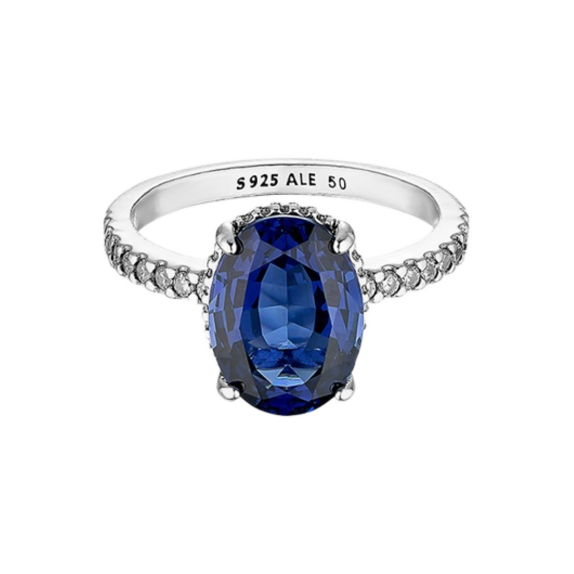 (W) 판도라 스파클링 스테이트먼트 헤일로 링 스털링 실버 블루((W) Pandora Sparkling Statement Halo Ring Sterling Silver Blue) - 1
