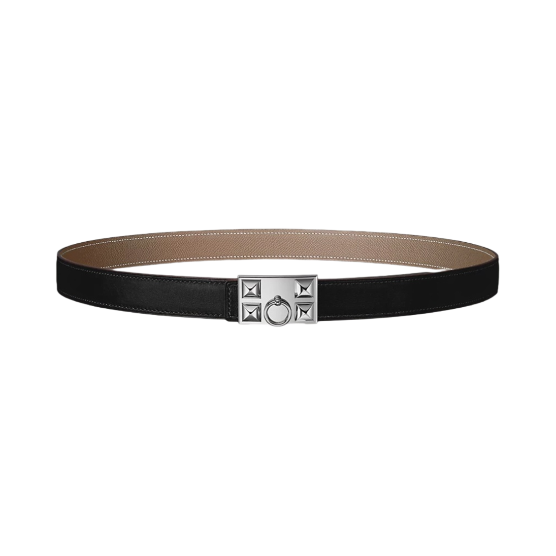 (W) 에르메스 꼴리에 드 샹 벨트 버클 & 리버서블 가죽 스트랩 24mm & 실버 누아 에뚜쁘((W) Hermes Collier De Chien Belt Buckle & Reversible Leather Strap 24mm & Silver Noir Etoupe) - 1