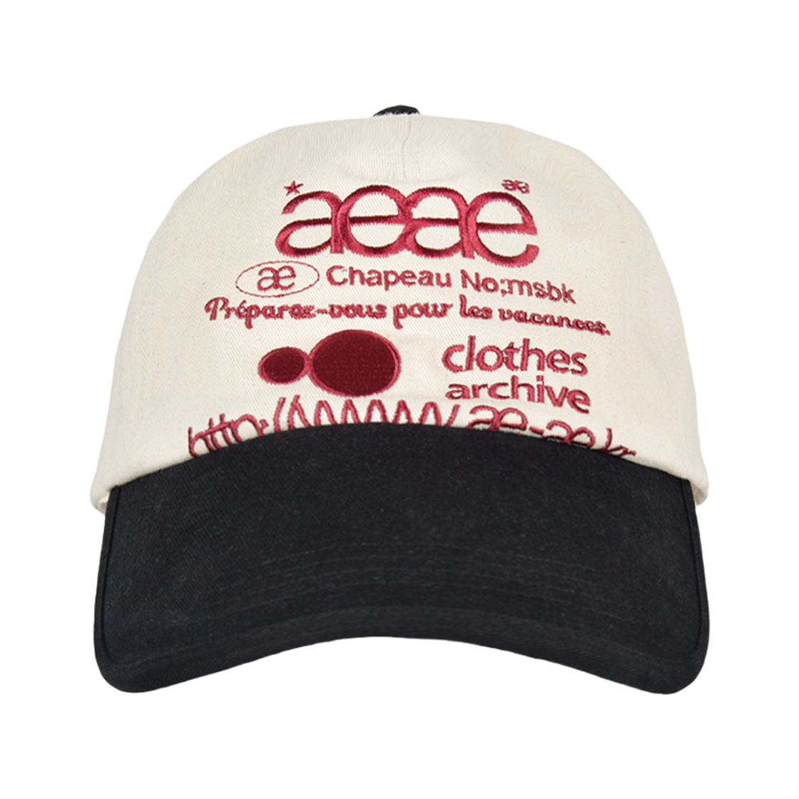 에이이에이이 웹 로고 5 패널 볼캡 에크루 & 블랙(AEAE Web Logo 5 Pannel Ball Cap Ecru & Black)