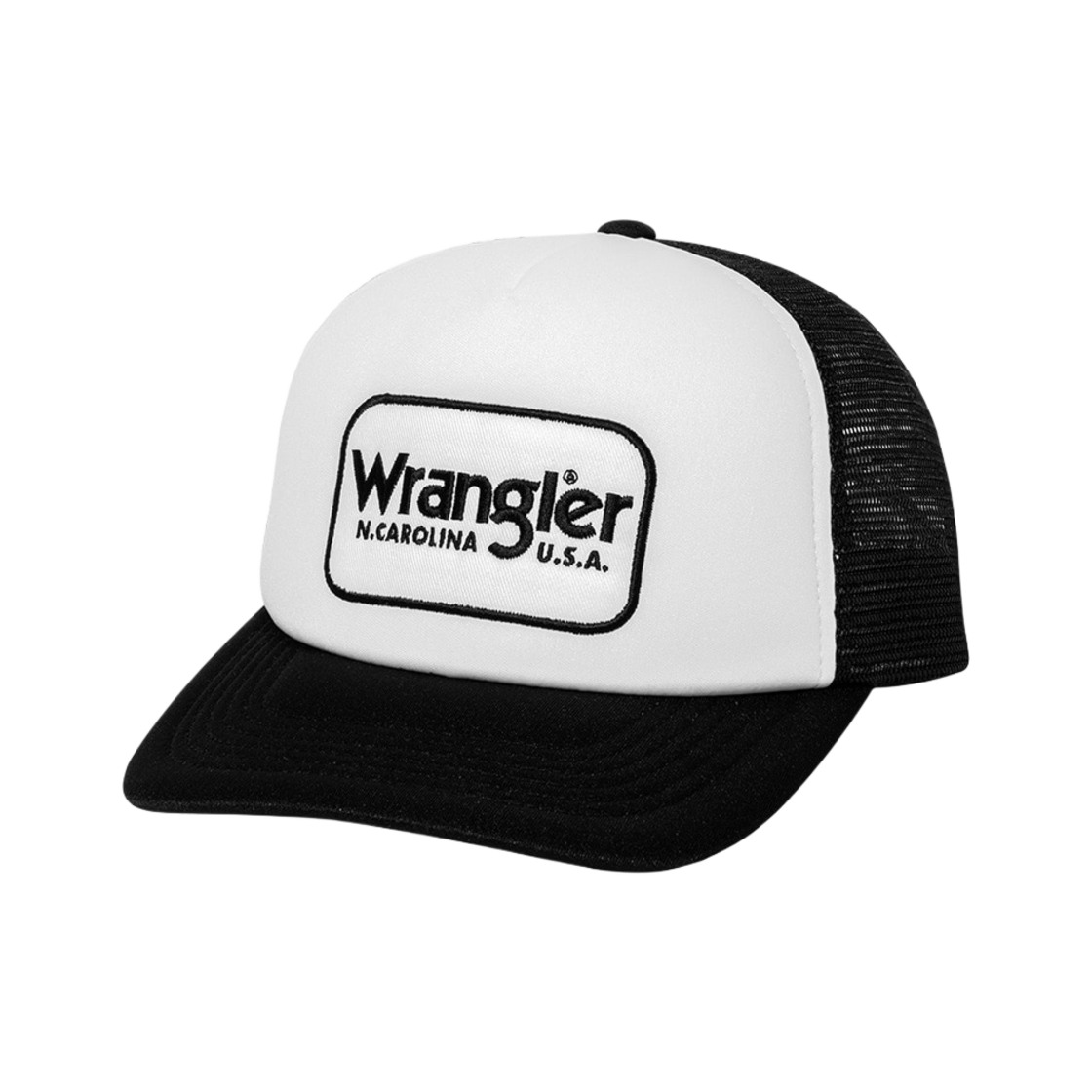 WR2502CA07BK Wrangler Patch Mesh Trucker Cap Black