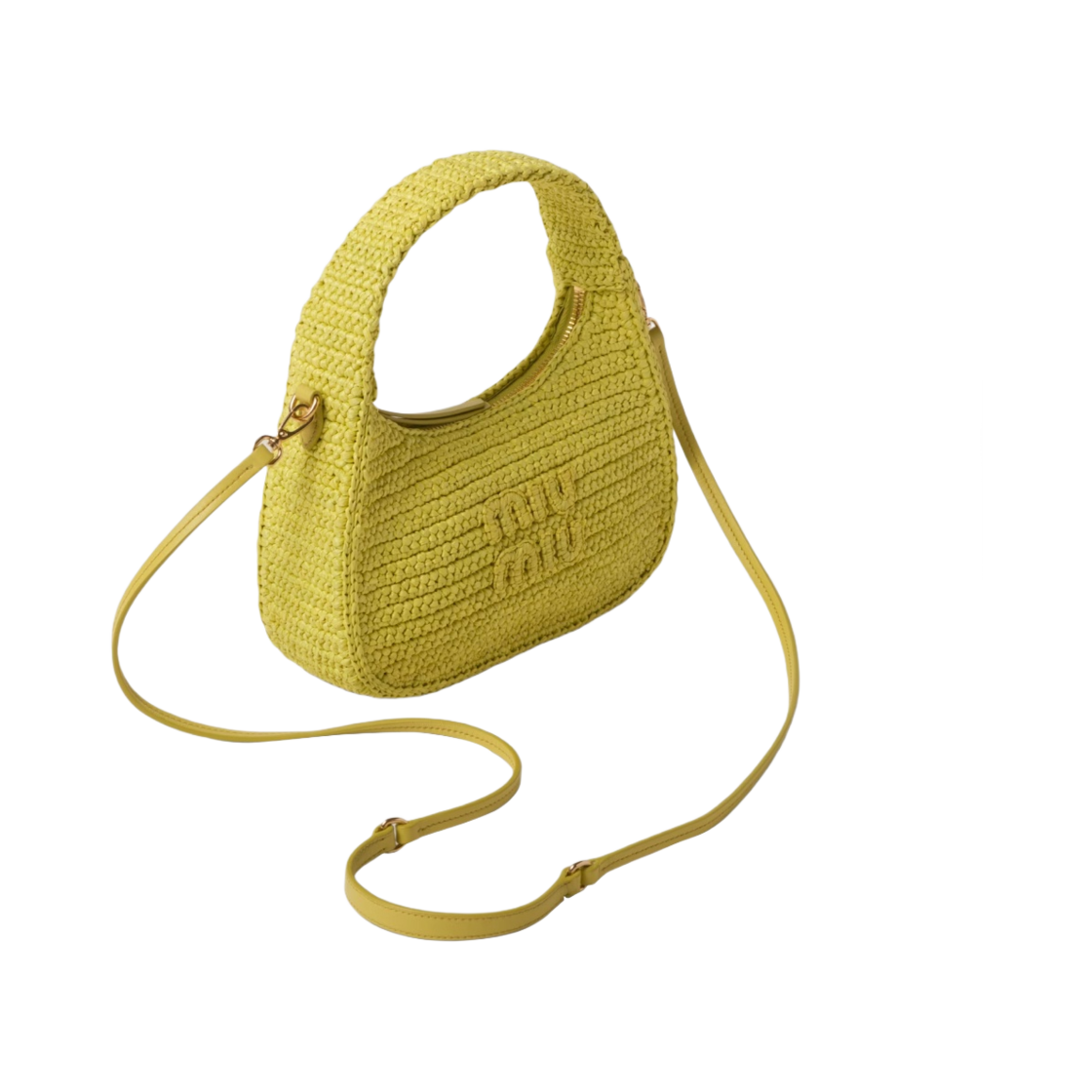 미우 미우 완더 크로쉐 호보백 시트론 옐로우(Miu Miu Wander Crochet Hobo Bag Citron Yellow) - 2