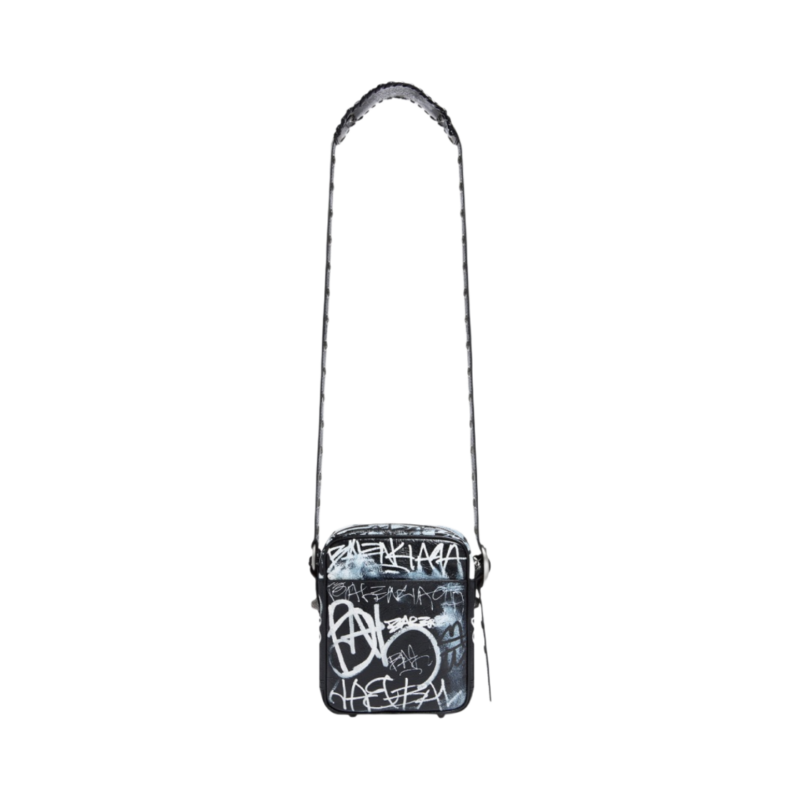 발렌시아가 아레나 램스킨 그래피티 르 카골 멘 크로스바디 백 블랙(Balenciaga Le Cagole Men Crossbody Bag with Graffiti in Arena Lambskin Black) - 2