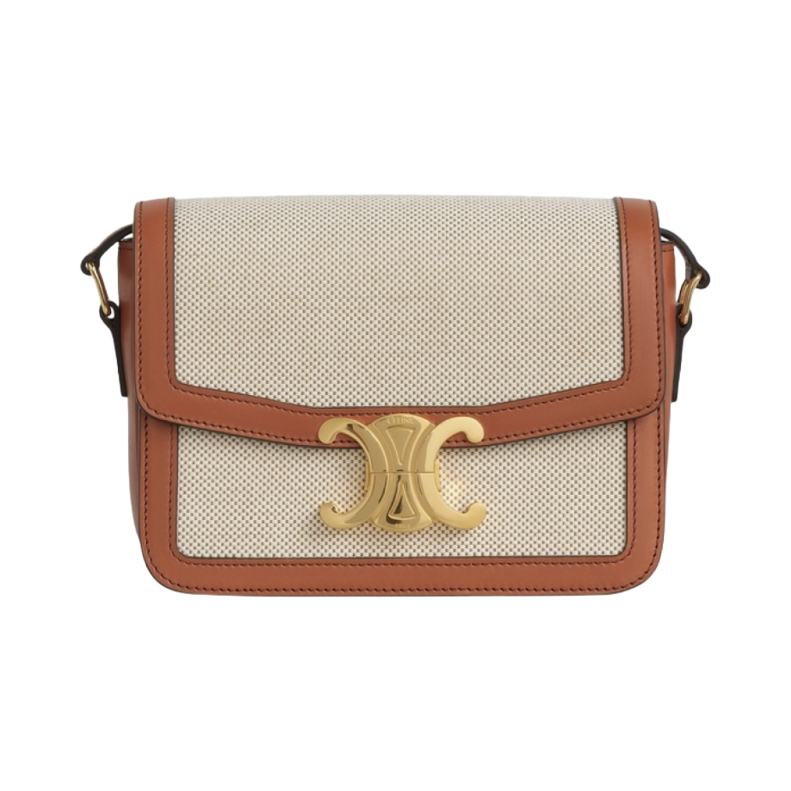 셀린느 텍스타일 & 내츄럴 카프스킨 틴 트리옹프 백 탄 화이트(Celine Teen Triomphe Bag in Textile and Natural Calfskin Tan White) - 1