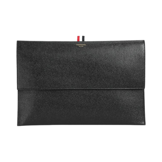 MAC108A-00198-001 Thom Browne Calfskin Flap Folio Clutch Black
