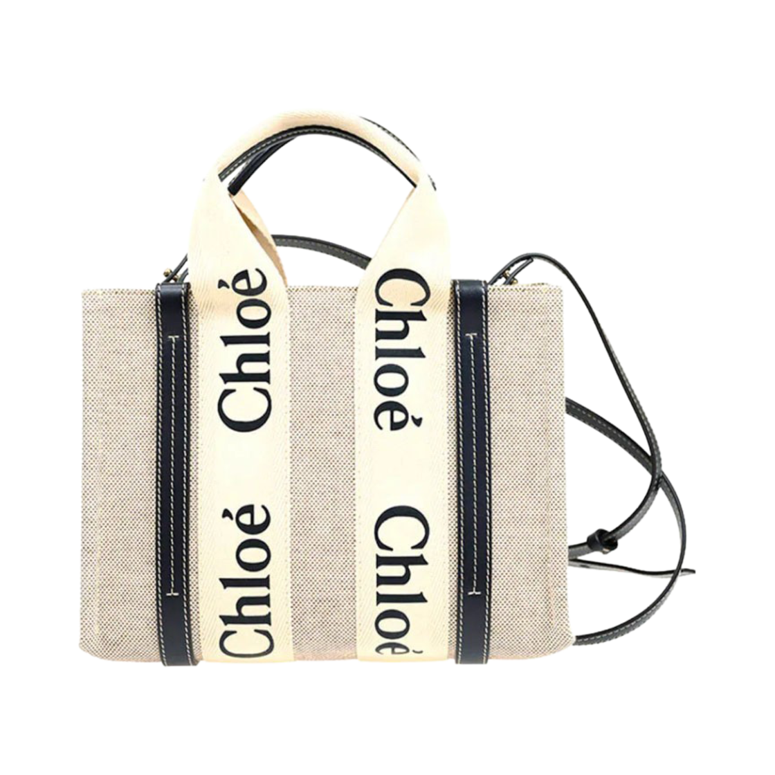 끌로에 우디 스몰 스트랩 토트백 화이트 블루(Chloe Woody Small Strap Tote Bag White Blue)