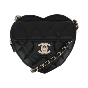 Chanel Heart Clutch with Chain Lambskin & Gold Black