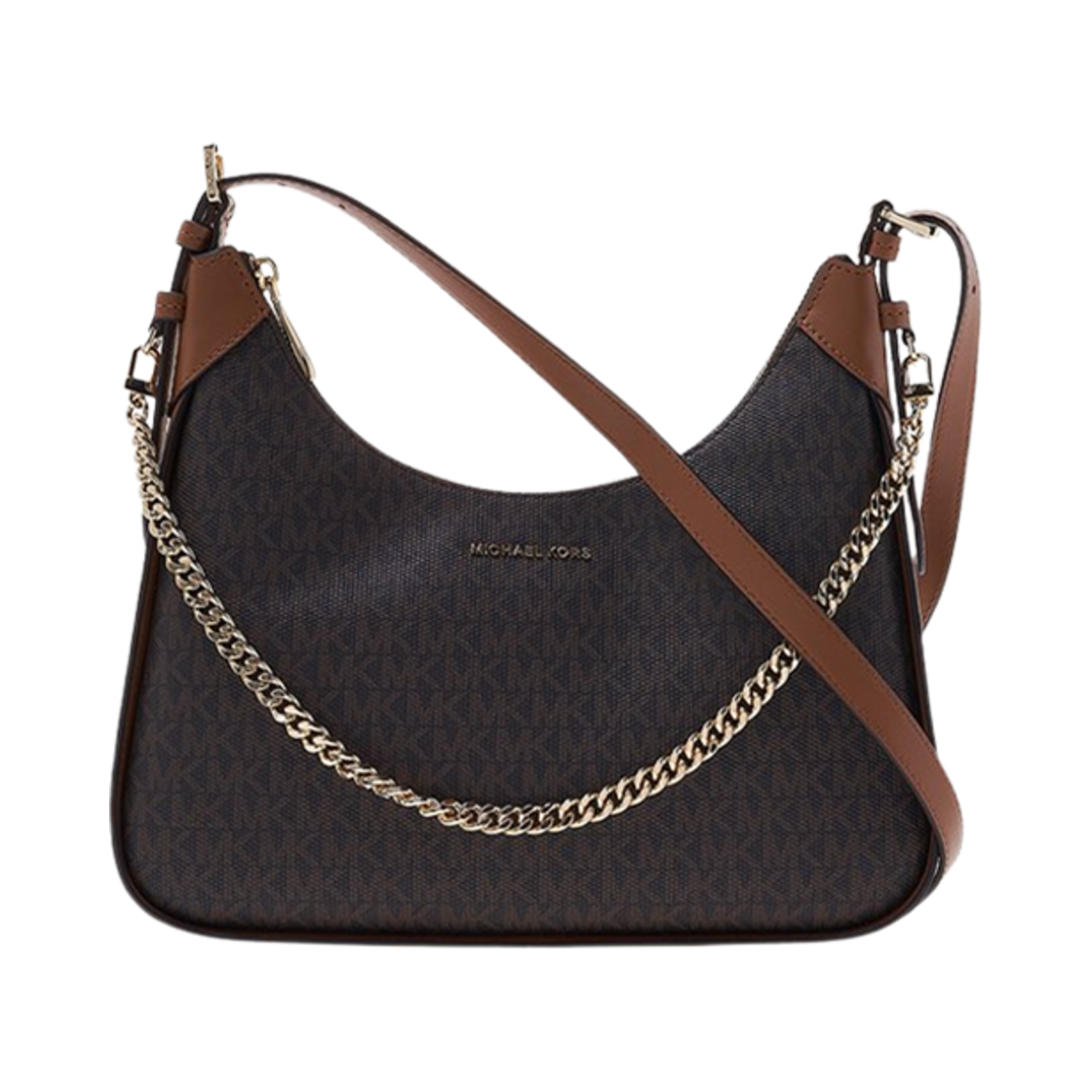 30R3G3WM2B252 Michael Kors Wilma Leather Monogram Shoulder Bag Brown Acorn