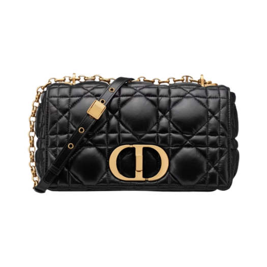 Dior Medium Caro Bag Supple Cannage Calfskin Black