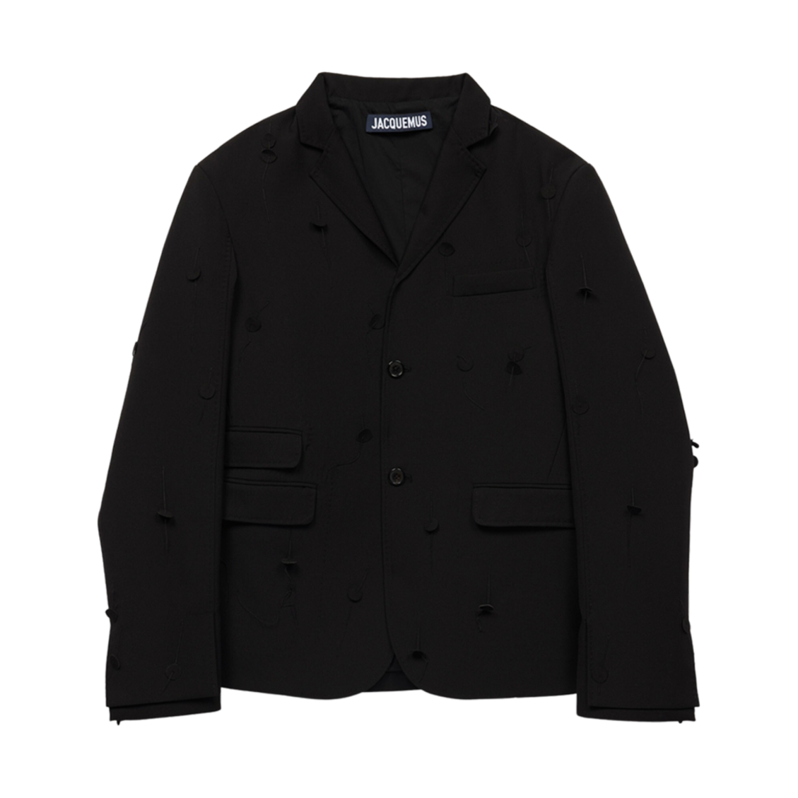 자크뮈스 라 베스트 피치니 브로디 포 포켓 자수 블레이저 블랙 & 블랙 닷 자수(Jacquemus La Veste Piccinni Brodee Four Pocket Embroidered Blazer Black & Black Dots Embroidered) - 1
