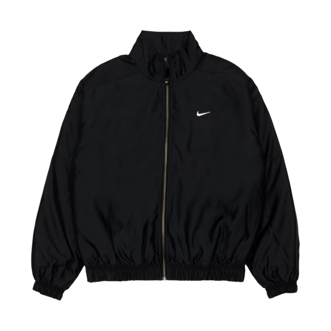 나이키 NRG 솔로 스우시 사틴 봄버 자켓 블랙 쿰쾃 - 아시아(Nike NRG Solo Swoosh Satin Bomber Jacket Black Kumquat - Asia)