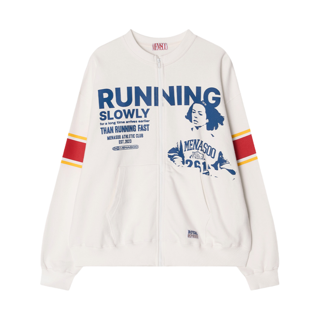 미나수 라운드넥 러닝 집업 가디건 화이트