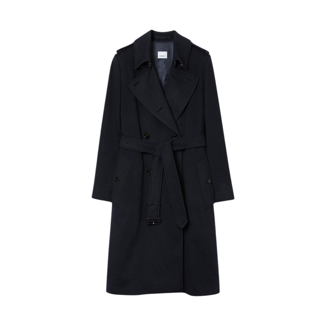 (W) 버버리 캐시미어 켄싱턴 트렌치 코트 다크 차콜 블루((W) Burberry Cashmere Kensington Trench Coat Dark Charcoal Blue) - 1