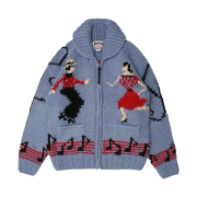 Houston Japan Hand Knit Cowichan Cardigan Dance Blue 22244BL