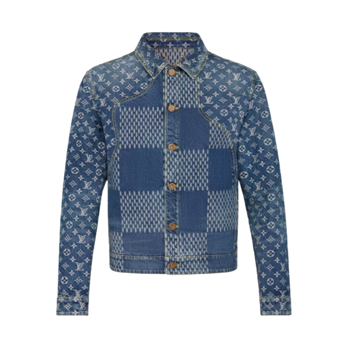 루이비통 x 니고 자이언트 다미에 웨이브 모노그램 데님 자켓 인디고