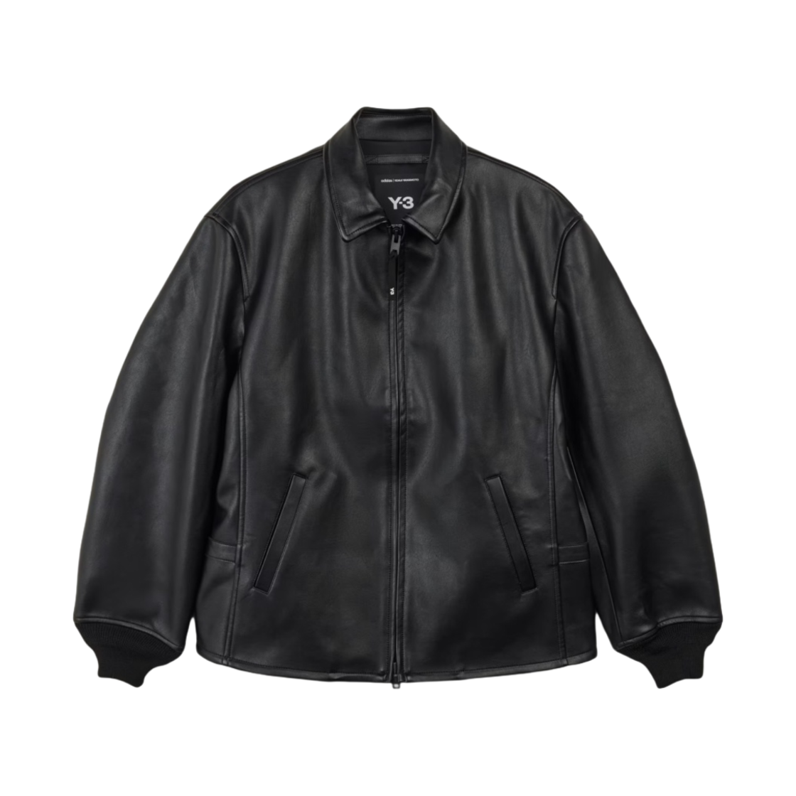 JD9795 Y-3 Pleather Bomber Jacket Black