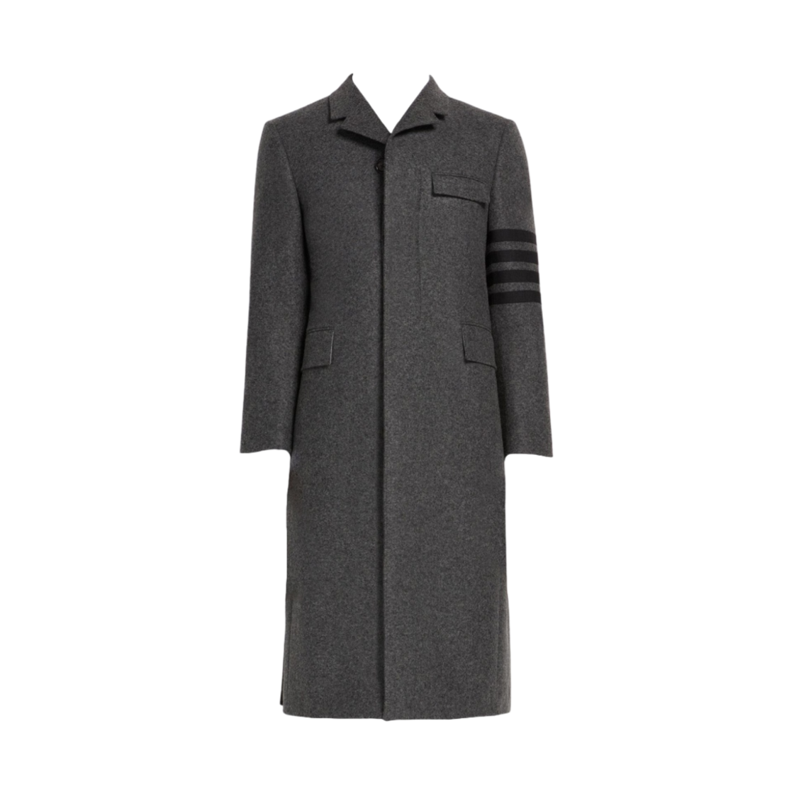 톰브라운 멜튼 사선 클래식 체스터필드 오버코트 다크 그레이(Thom Browne Melton 4-Bar Classic Chesterfield Overcoat Dark Grey) - 1
