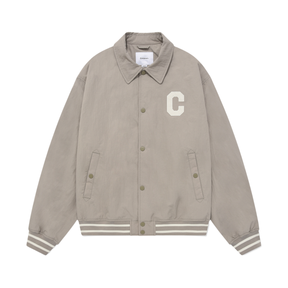 커버낫 C 로고 카라 바시티 자켓 베이지(Covernat C Logo Collar Varsity Jacket Beige)