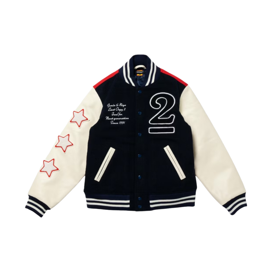 휴먼 메이드 x 언더커버 x 베르디 라스트 올지 2 바시티 자켓 네이비 레드 - 오사카 신사이바시 한정(Human Made x Undercover x Verdy Last Orgy 2 Varsity Jacket Navy Red - Osaka Shinsaibashi Exclusive)