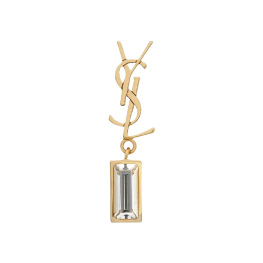 (W) 생로랑 카산드라 싱글 이어링 메탈 & 라인스톤 크리스탈 골드((W) Saint Laurent Cassandre Single Earring in Metal and Rhinestones Crystal Gold) - 1