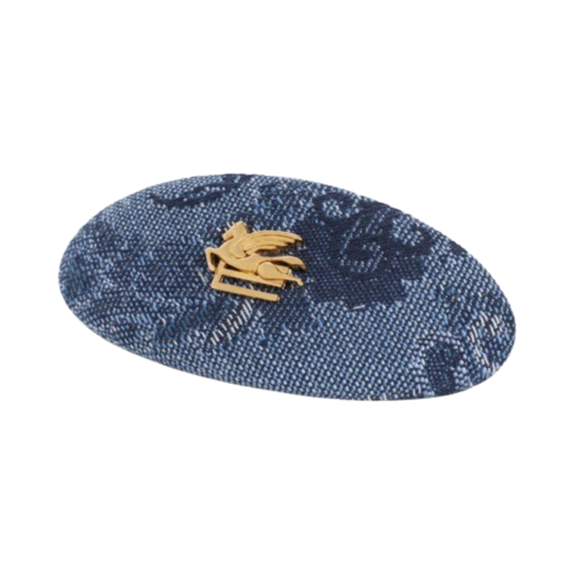 (W) 에트로 자카드 데님 헤어 클립 네이비 블루((W) Etro Jacquard Denim Hair Clip Navy Blue)