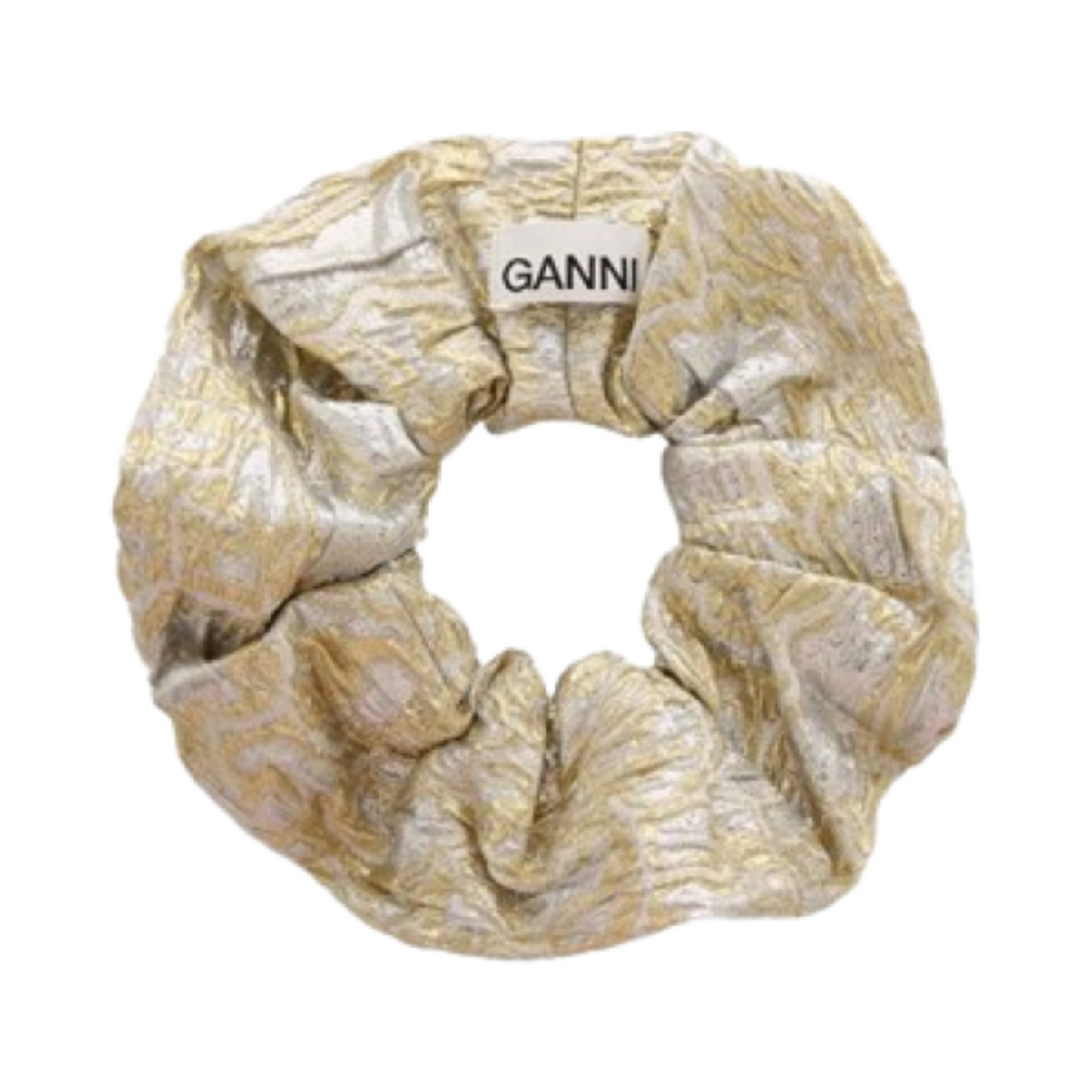 A6432-012 (W) Ganni Metallic Scrunchie Hairband Gold Silver