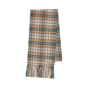 Auralee Cashmere Check Stole Brown Yellow Check