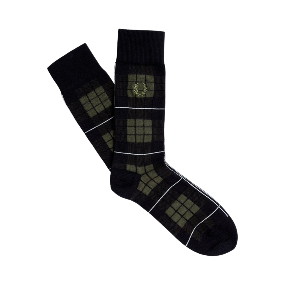 CFPU2438143-W19 Fred Perry Tartan Sock Laurel Wreath Green