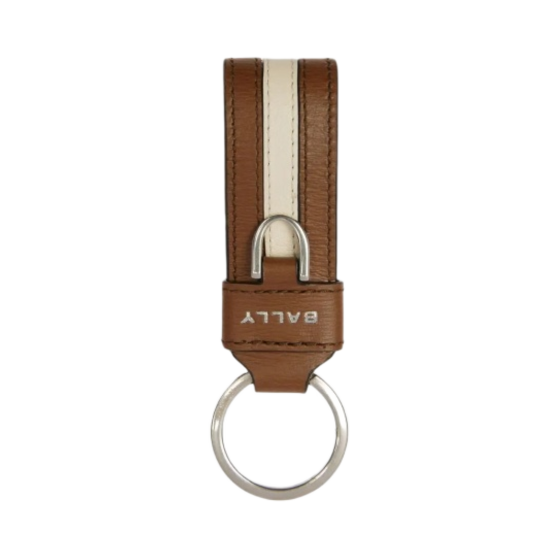 6304902 Bally Ribbon Leather Key Holder Brown
