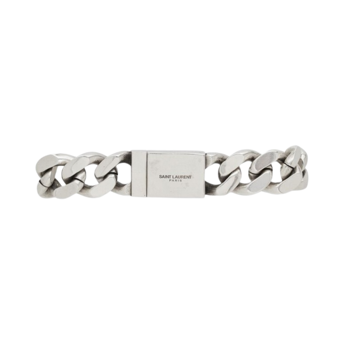 생로랑 브라스 메탈 커브 체인 브레이슬릿 옥시다이즈 실버(Saint Laurent Metal Curb Chain Bracelet in Brass Oxidized Silver) - 1