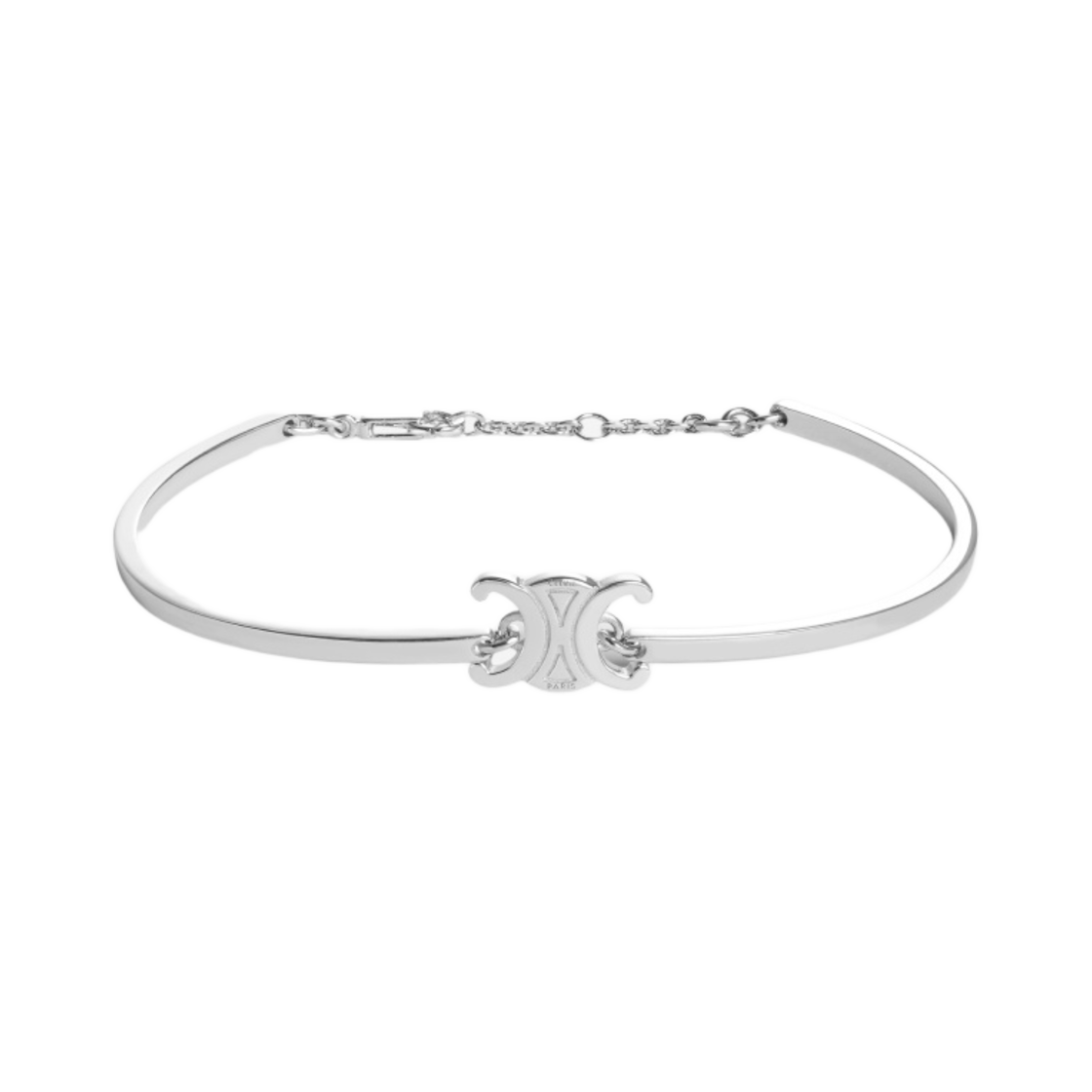 (W) 셀린느 로듐 피니쉬 실버 브래스 트리옹프 아티큘레이티드 브레이슬릿 실버((W) Celine Triomphe Articulated Bracelet in Brass with Rhodium Finish Silver)