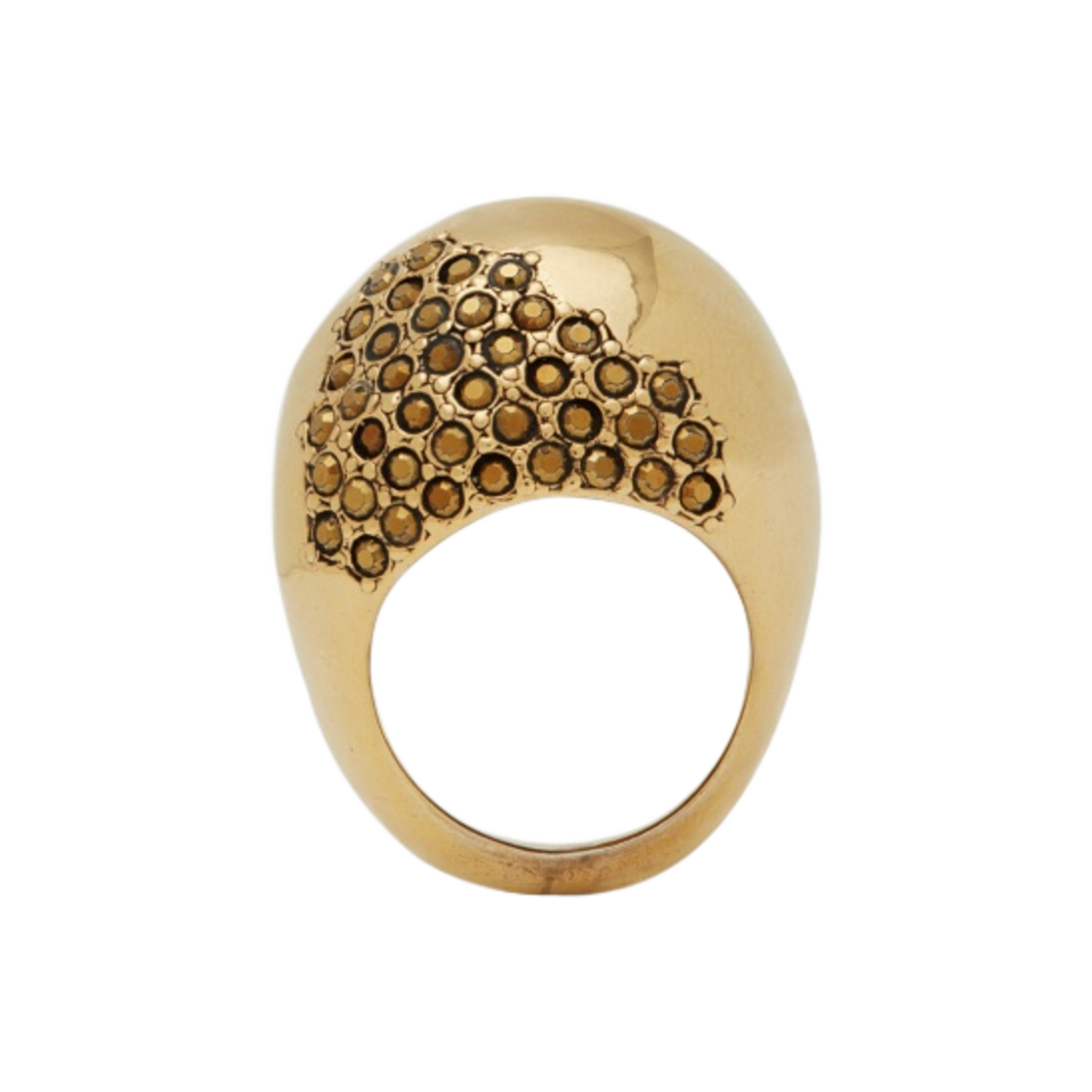 (W) 생로랑 라인스톤 엣지 에그 링 메탈 에이지드 골드 앤 토파즈((W) Saint Laurent Rhinestone Edge Egg Ring In Metal Aged Gold And Topaz) - 1