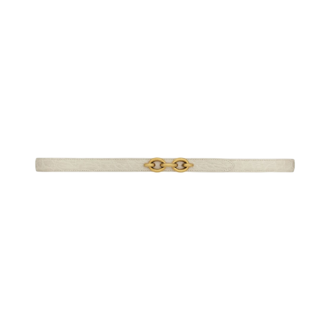 (W) 생로랑 메일론 씬 벨트 크로커다일 엠보스 레더 빈티지 화이트((W) Saint Laurent Maillon Thin Belt in Crocodile-Embossed Leather Vintage White) - 1