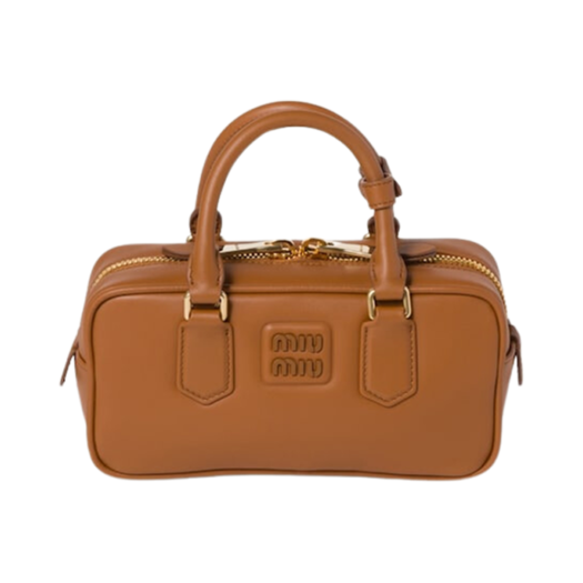 5BB142-2CR3-F0046/ACR3-F0046 Miu Miu Arcadie Leather Bag Cognac