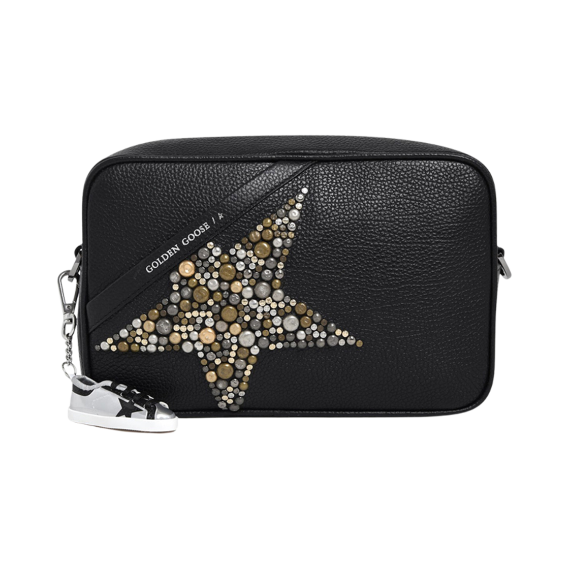 GWA00101-A000207-90179 Golden Goose Hammered Leather Star Crossbody Bag Black