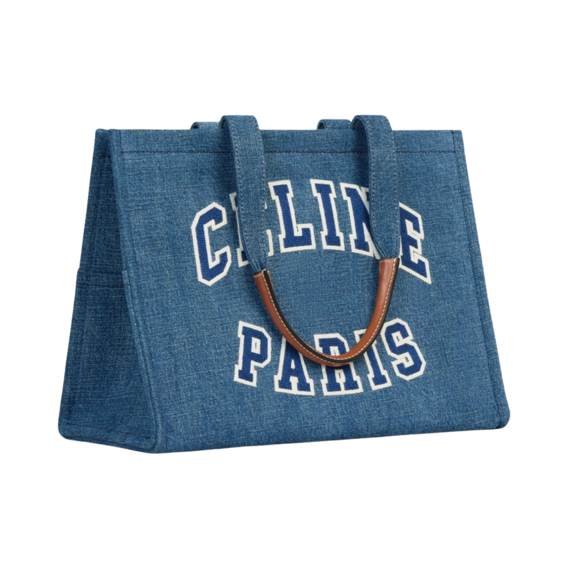 셀린느 파리 데님 카프스킨 라지 카바스 타이스 네이비 탄(Celine Large Cabas Thais in Denim With Celine Paris and Calfskin Navy Tan) - 2