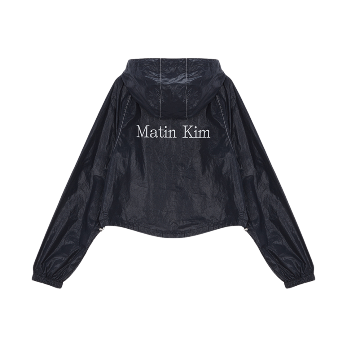 (W) 마뗑킴 마뗑 크롭 후디 코팅 점퍼 네이비((W) Matin Kim Matin Crop Hoody Coating Jumper Navy)