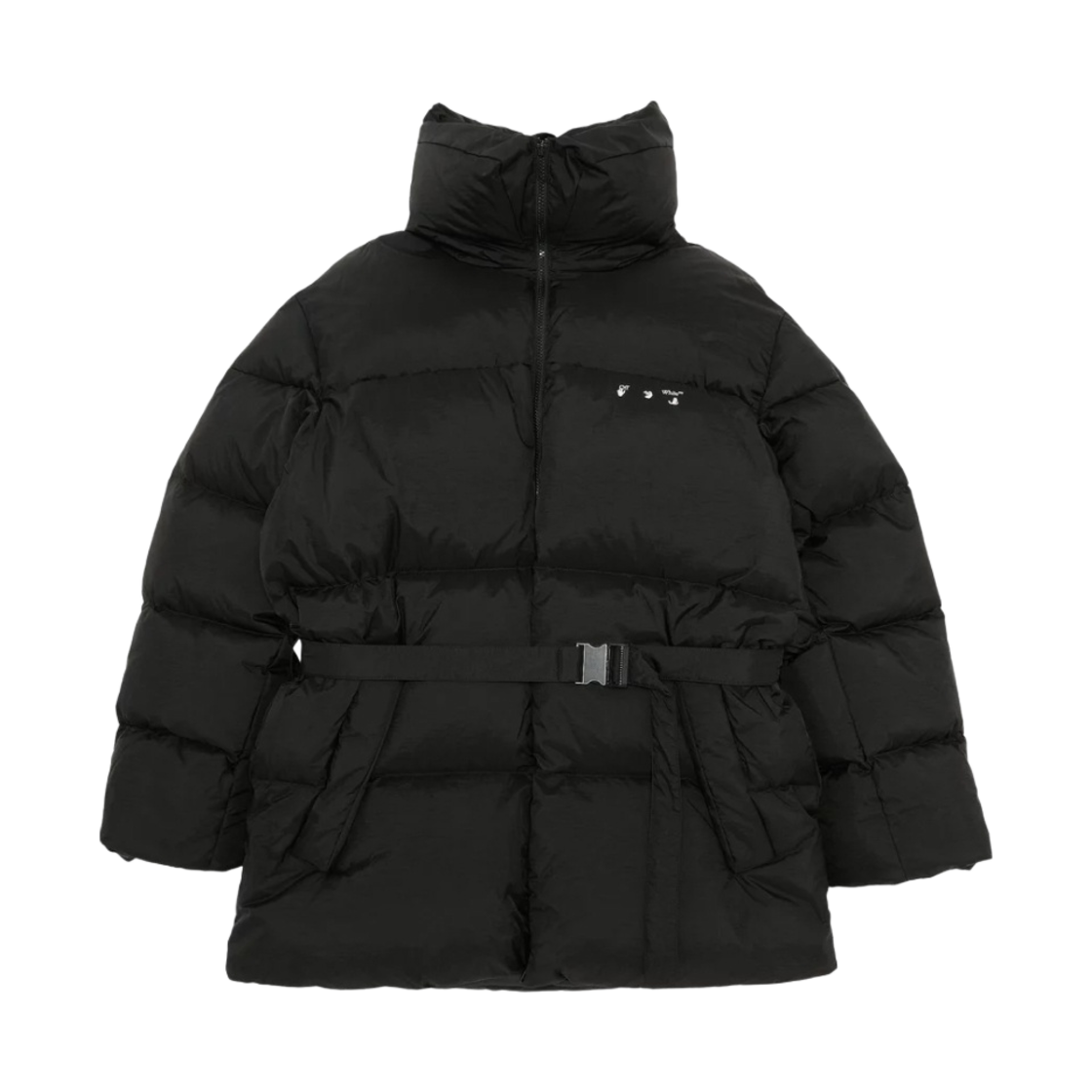 OMED029F21FAB0011001 Off-White Hands Off Belted Puffer Down Jacket Black