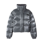 (W) The North Face Glossy Down Jacket Silver Gray