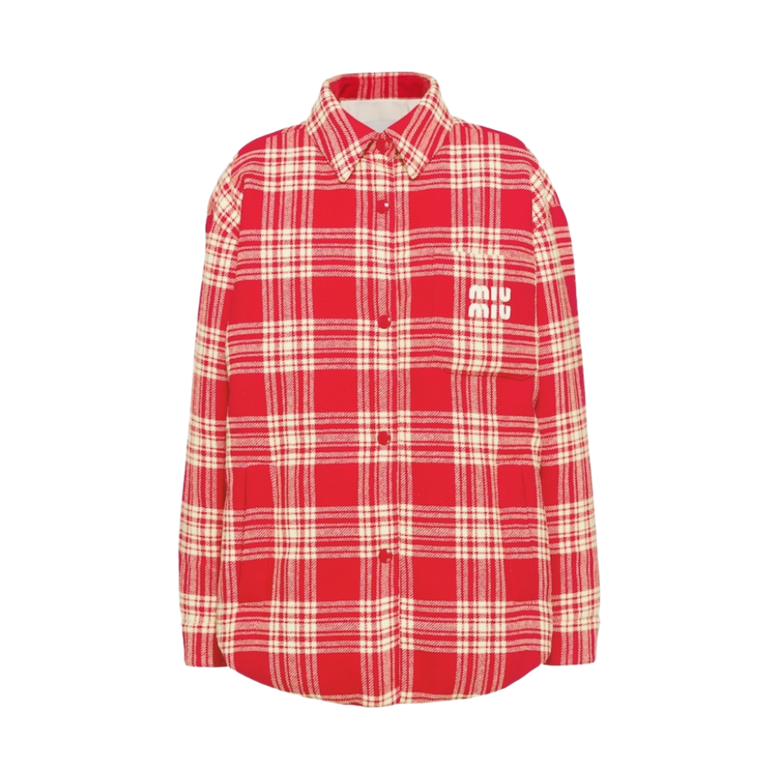 (W) 미우 미우 플래드 다운 자켓 레드((W) Miu Miu Plaid Down Jacket Red) - 1