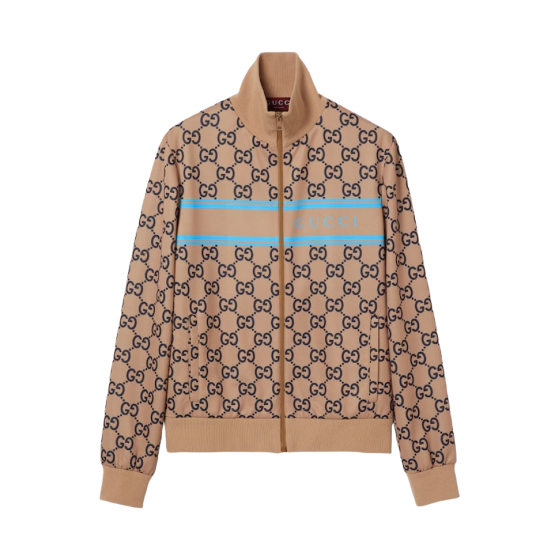 테크니컬 저지 GG 프린트 지퍼 재킷 베이지(Gucci Technical Jersey GG Print Zipped Jacket Beige)