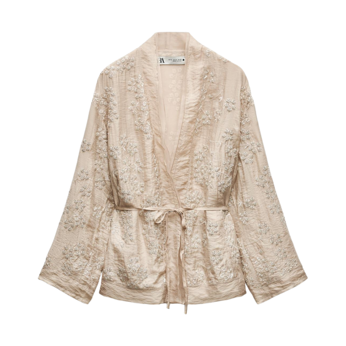 (W) 자라 ZW 컬렉션 비디드 자수 기모노 라이트 샌드((W) Zara ZW Collection Beaded Embroidery Kimono Light Sand) - 1