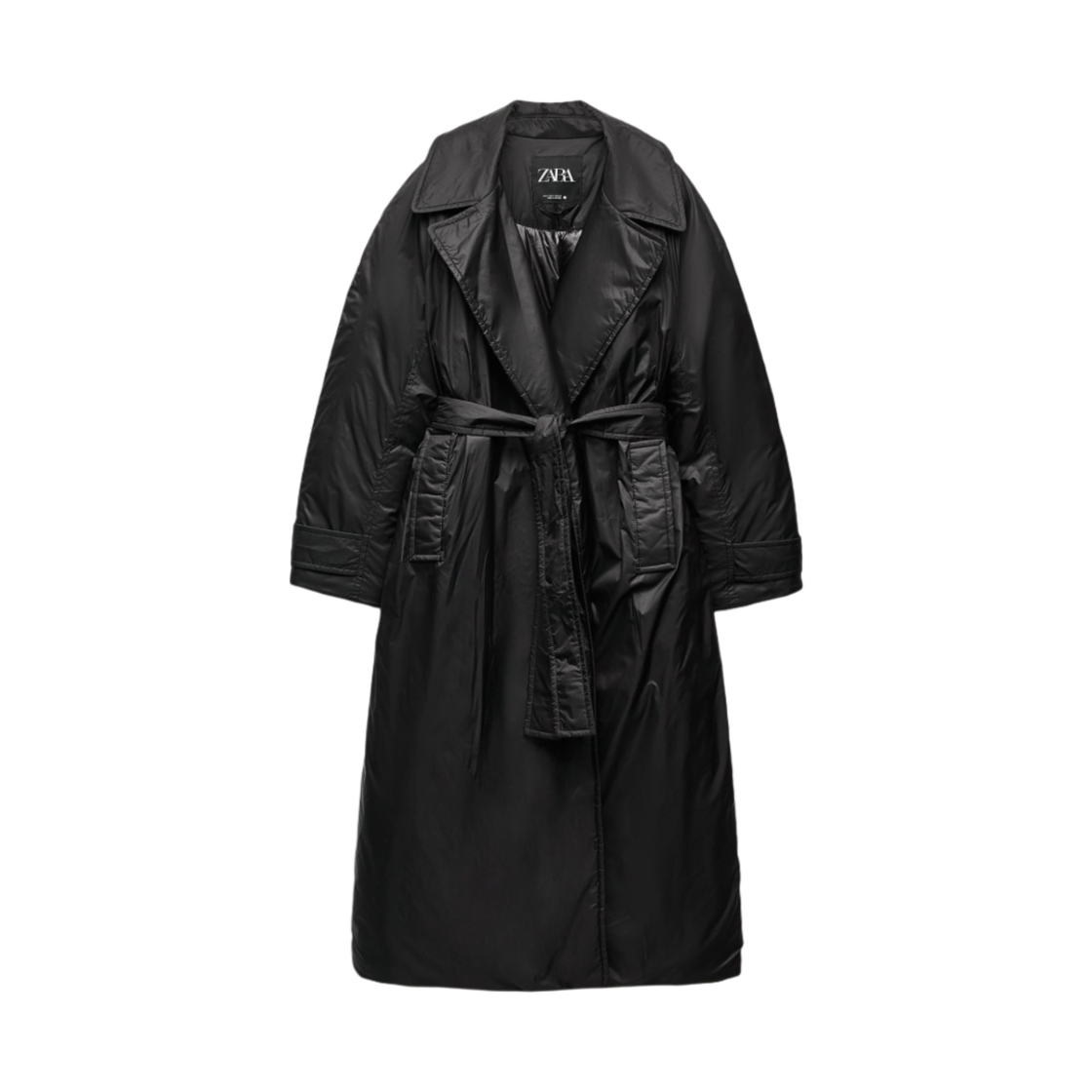 (W) 자라 ZW 패딩 롱 자켓 블랙((W) Zara ZW Puffer Long Jacket Black) - 1