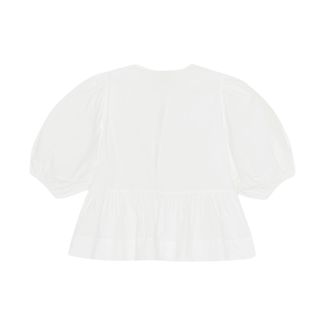(W) 가니 코튼 포플린 블라우스 브라이트 화이트((W) Ganni Cotton Poplin Blouse Bright White) - 2