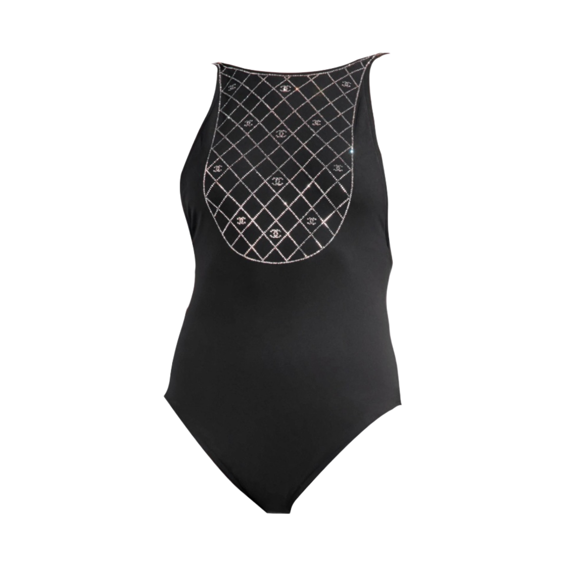 (W) 샤넬 스윔수트 스트레치 저지 스트라스 블랙 실버((W) Chanel Swimsuit Stretch Jersey Strass Black Silver)