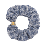 (W) Celine Scrunchy Monogram in Cotton Polyester and Brass with Gold Finish Blue Gold