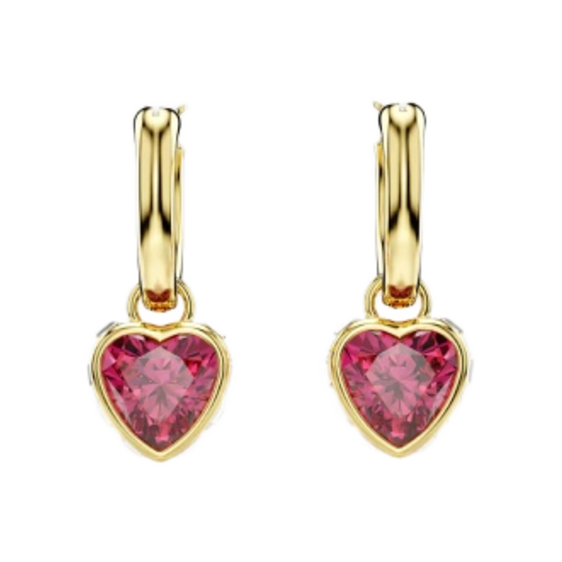 5684760 (W) Swarovski Chroma Drop Earrings Heart Red Gold Plated