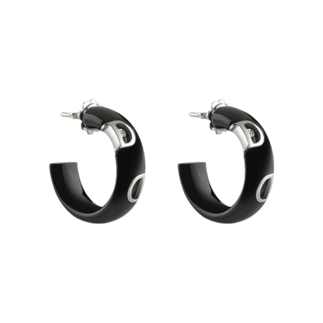 20059340 Damiani D.Icon Black Ceramic Diamond Earrings White Gold