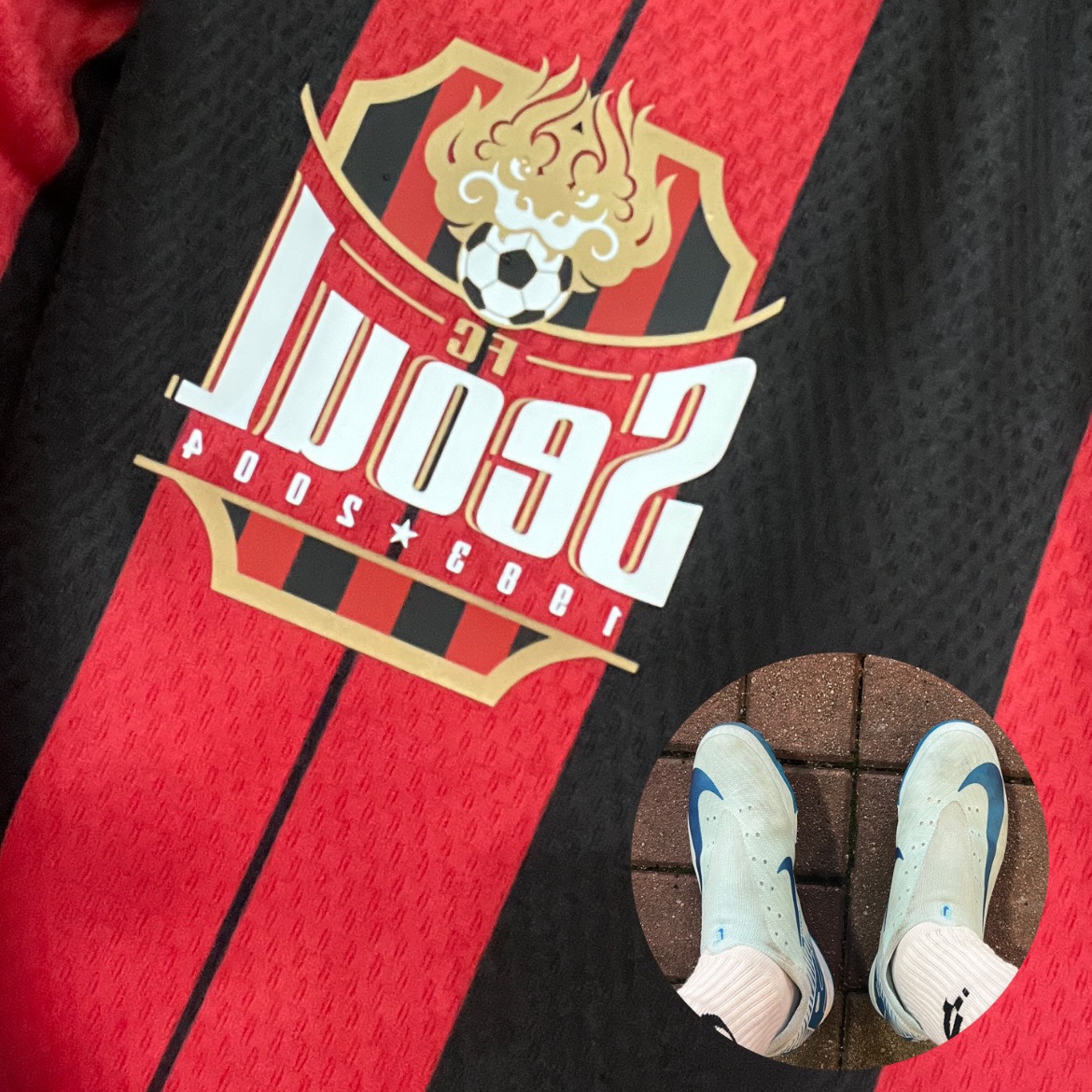 Prospecs FC Seoul Authentic Special Jersey 2025 Red (Non Marking Ver.), Nike Mercurial Vapor 16 Pro TF Glacier Blue Blue Orbit 착용 스타일