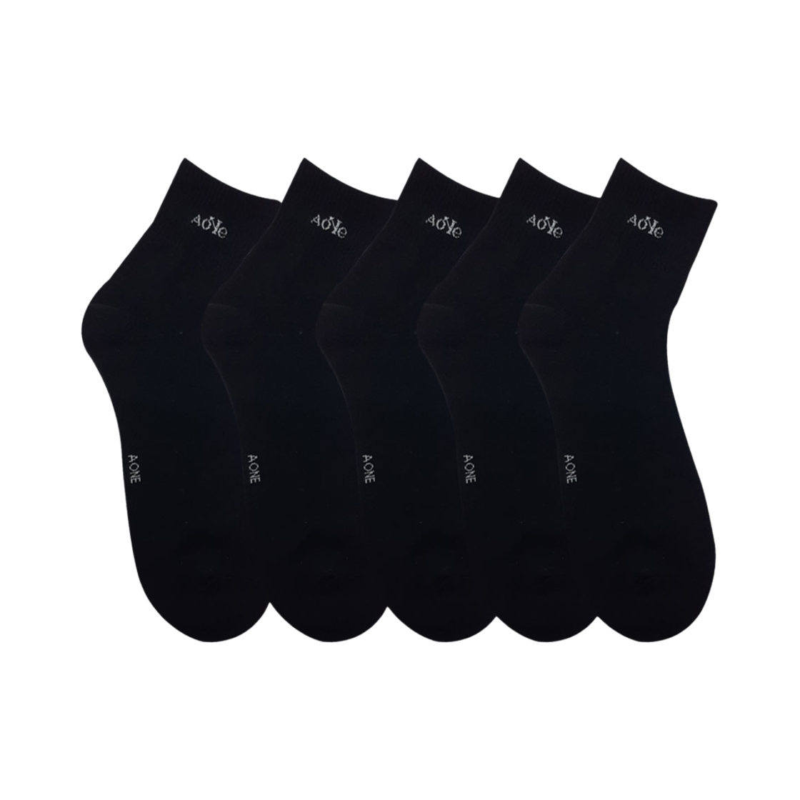 A-LM-BK-M [3% 적립] Aone Minimal Logo Mini Crew Socks 5-Pack Black
